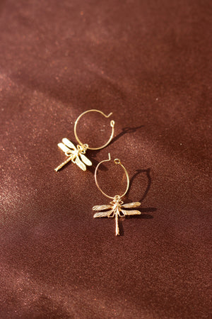 X-GOLD PLATED DRAGON FLY EARRINGS