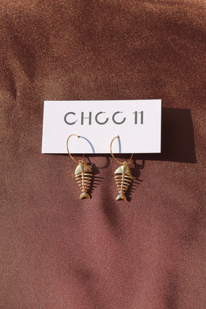 X-GOLD PLATED FISH BONE EARRINGS